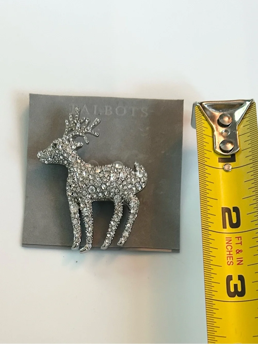 Talbots Silver Rhinestone Reindeer Pin - Picture 3 of 4